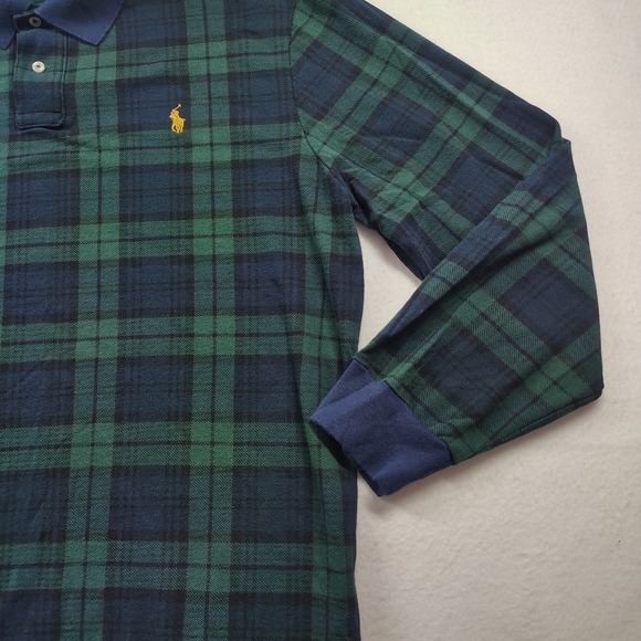 Polo Ralph Lauren Shirt Men's XL Green Blackwatch Plaid Custom Slim Fit Polo - Picture 6 of 16